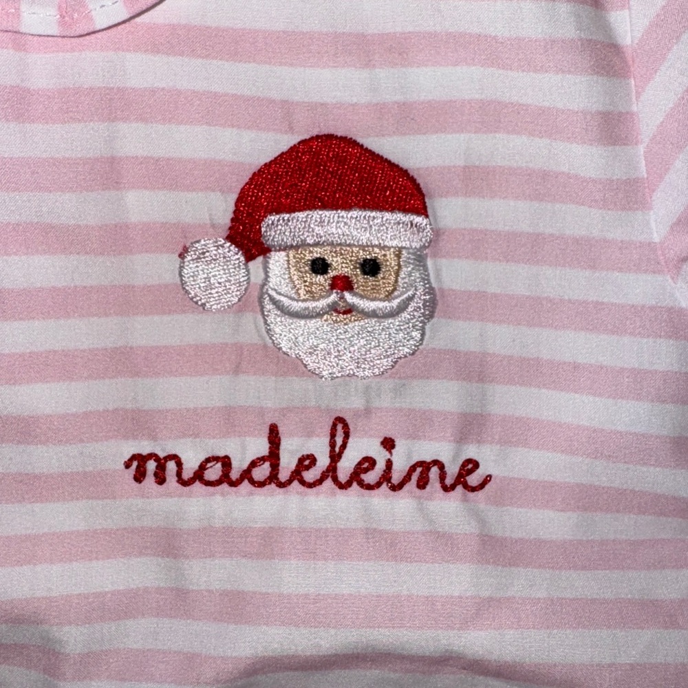 Cecil and Lou MADELEINE monogrammed Santa striped pajama set 5 personalized Xmas
